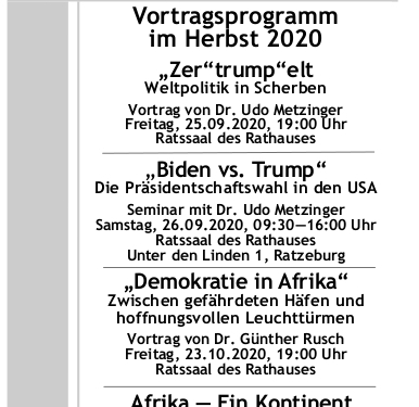 Ratzeburger Volkshochschule setzt auch in Zeiten von Corona weiter auf politische Bildung