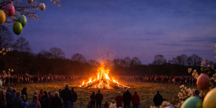 Traditionelles Osterfeuer der Freiwilligen Feuerwehr Schmilau